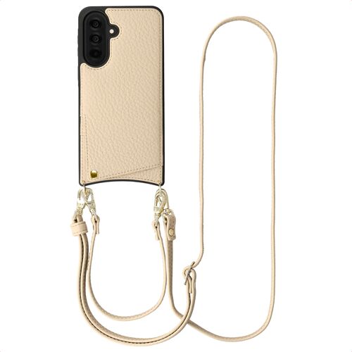 Selencia Coque de télephone Nova avec cordon et porte-cartes Samsung Galaxy A37 (5G) Beige