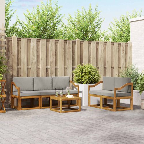 Vidaxl Ensemble De Canapés D'extérieur 6 Pcs Gris Naturel Et Clair