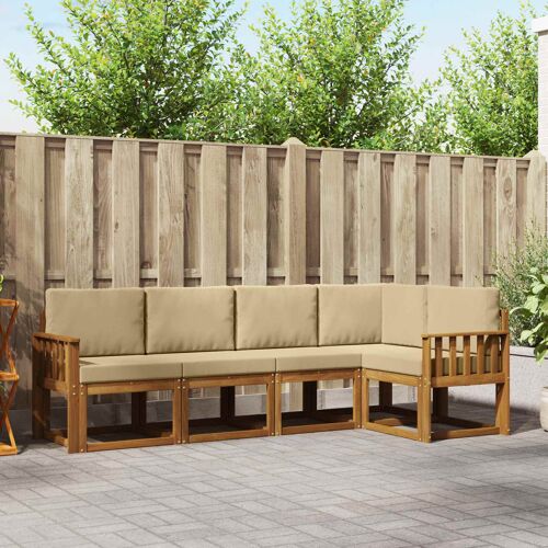 vidaXL Ensemble de Canapés avec coussin 5 pcs Naturel et Beige