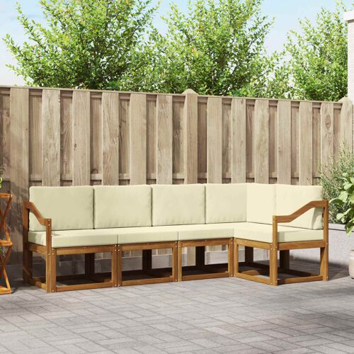 vidaXL Ensemble de Canapés avec coussin 5 pcs Naturel et Crème