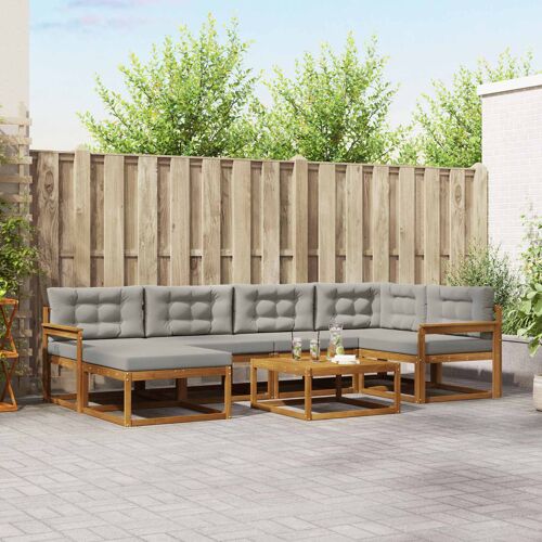 Vidaxl Ensemble De Canapés D'extérieur 7 Pcs Gris Naturel Et Clair