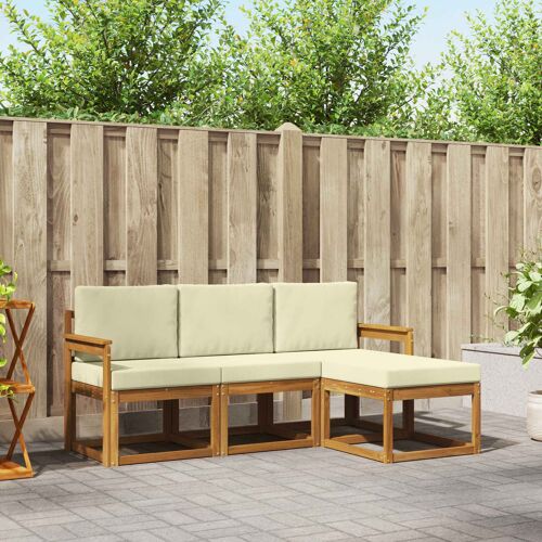 Vidaxl Ensemble De Canapés D'extérieur 4 Pcs Naturel Et Crème