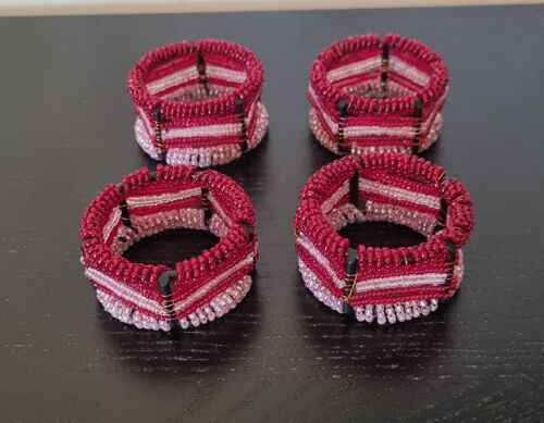 Lot De 4 Ronds De Serviettes En Perles