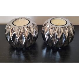 Lot de 2 photophores ronds chromé