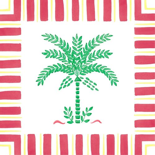 20 SERVIETTES PAPIER OASIS PALMIER BORD RAYÉ 33CM