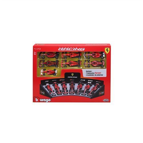 Set 7 Voitures Ferrari F1 Bburago 1:43 Avec Socle D'exposition-Bburago