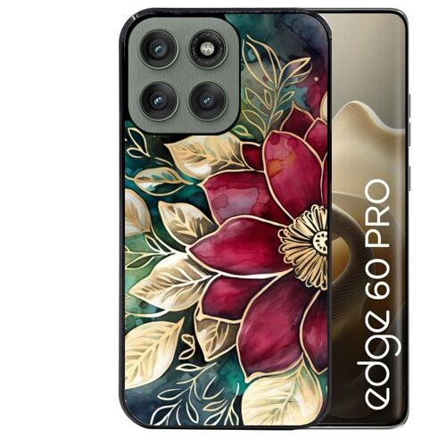 Coque noire Taperso pour EDGE 60 PRO avec motif fleur poinsettia style noel
