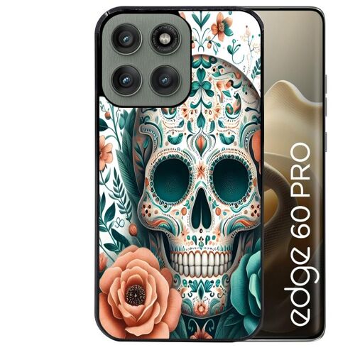 Coque noire Taperso pour EDGE 60 PRO avec motif mort mexicaine turquoise