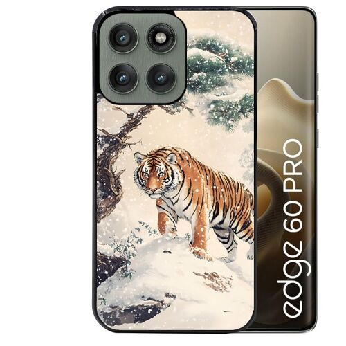 Coque noire Taperso pour EDGE 60 PRO avec motif tigre bonzai