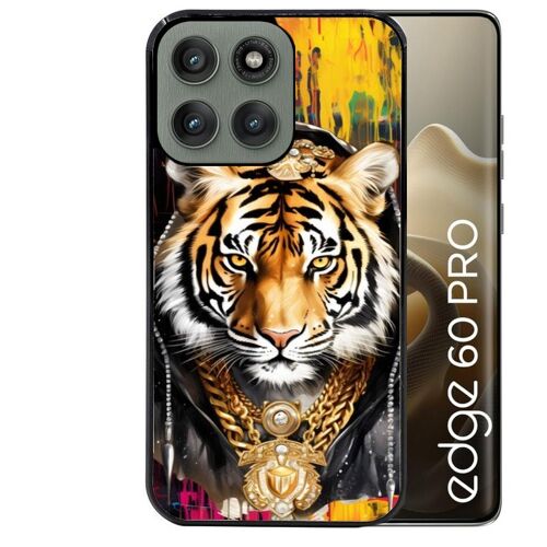 Coque noire Taperso pour EDGE 60 PRO avec motif tigre style hip hop
