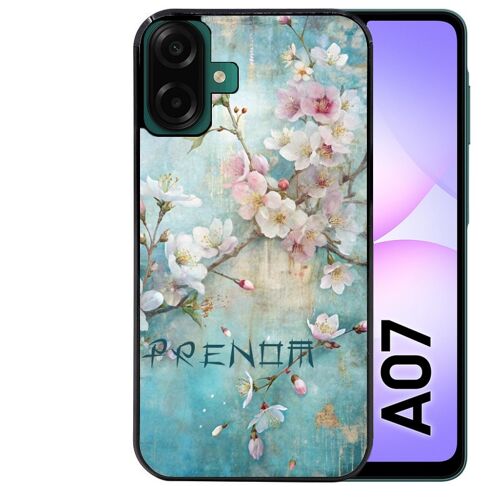Coque noire Taperso pour Galaxy A07 4G avec motif fleur sakura personnalisee
