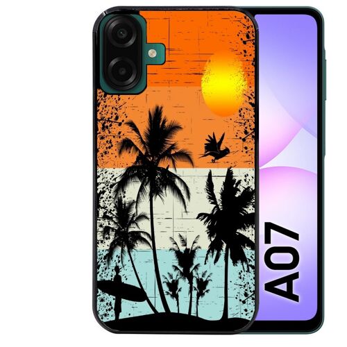 Coque noire Taperso pour Galaxy A07 4G avec motif hawai sun