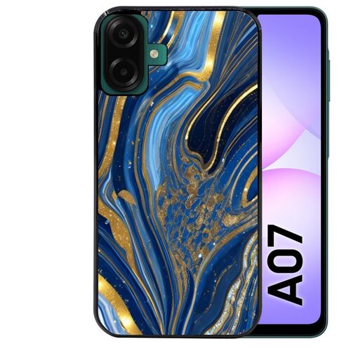 Coque noire Taperso pour Galaxy A07 4G avec motif marbre bleu agathe
