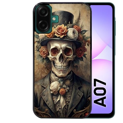 Coque noire Taperso pour Galaxy A07 4G avec motif tete de mort chapeau