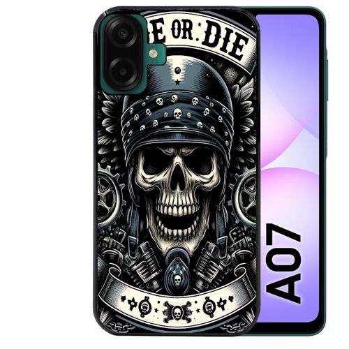 Coque noire Taperso pour Galaxy A07 4G avec motif mort motard