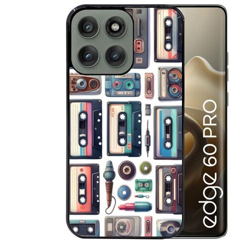 Coque noire Taperso pour EDGE 60 PRO avec motif cassette multi