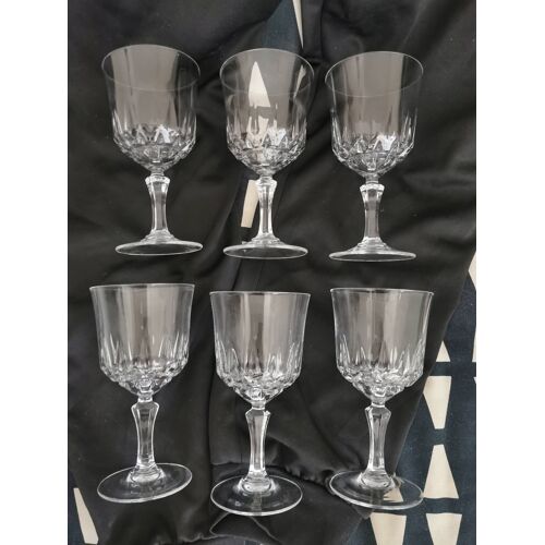 6 Verres À Vin Cristal D'Arques Modèle Saint Germain