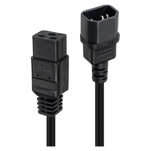 Lindy - Rallonge de câble d'alimentation - IEC 60320 C14 pour IEC 60320 C19 - 250 V - 10 A - 1 m - noir