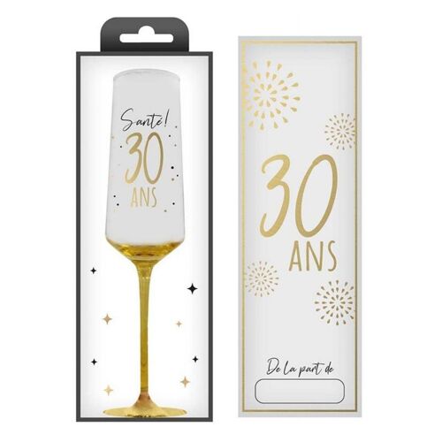 FLÛTE CHAMPAGNE VERRE 30 ANS 24CM BLANC OR