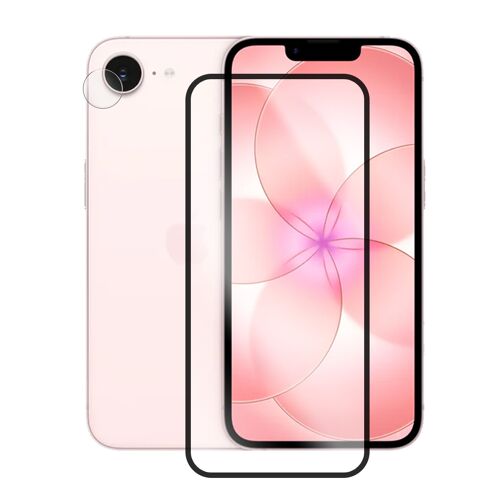 Verre trempé avec bordures Noires pour iPhone 17e 6.1"" A3634, A3575 + Verre trempé camera arrière protecteur-Film Protection en Verre Trempé - Visiodirect -