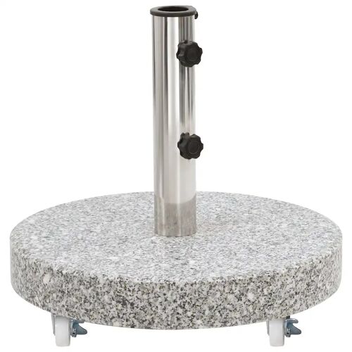 Socle De Parasol Rond 45 Cm Stable Et Facile À Déplacer Avec Roulettes En Granit Gris Helloshop26 02_0045947