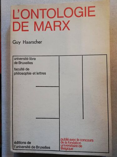 L'Ontologie De Marx - Haarscher Guy