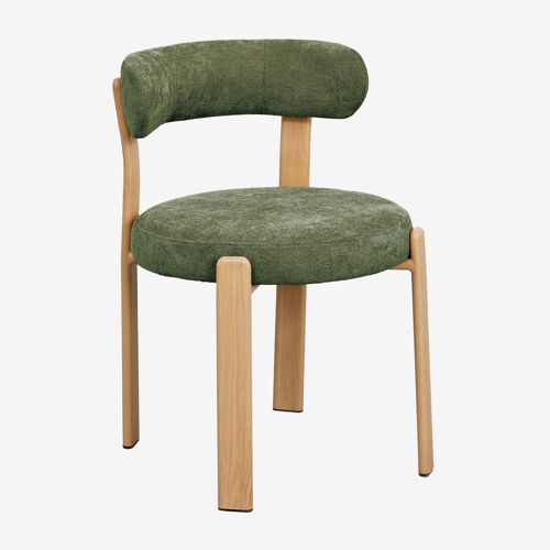 Chaise de salle à manger rembourrée et en fer Jolie Marron Bois Naturel
