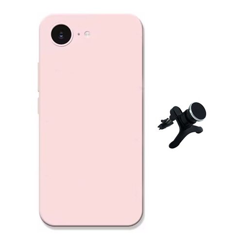 Kit Support Voiture Magnétique Renforcé + Coque Silicone Liquide PHONECARE Pour Apple iPhone 17e - Rose