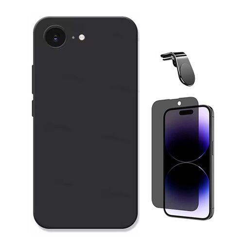 Kit Film Verre Anti-Espion 5D + Couvercle Silicone Liquide + Support Magnétique L Safe PHONECARE Pour Apple iPhone 17e - Noir