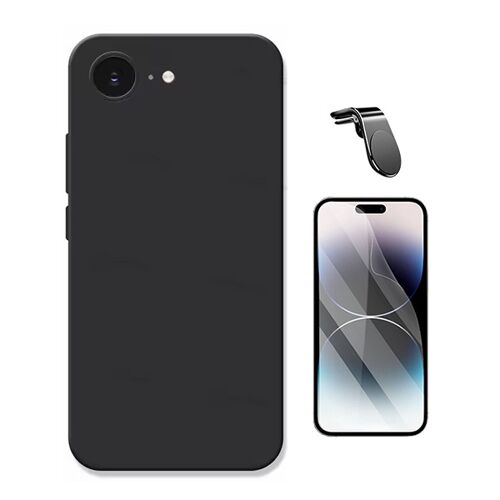 Kit De Film Hydrogel À Coque Complète Avant + Coque En Silicone Liquide + Support Magnétique L PHONECARE Pour Apple iPhone 17e - Noir