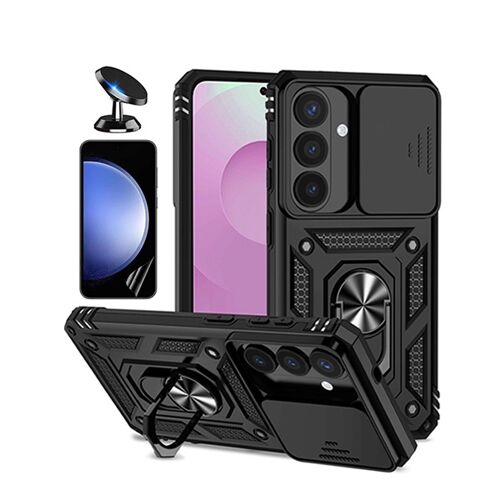 Kit De Film Hydrogel Avant À Coque Complète + Coque De Fenêtre Coulissante De Défenseur Militaire Magnétique + Support Magnétique De Voiture PHONECARE Pour Samsung Galaxy S26 + Plus - Noir
