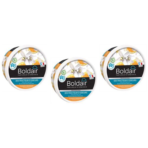 BOLDAIR Lot de 3 Pots 300g Gel Destructeur d'odeurs 8 Semaines Fleur d'oranger