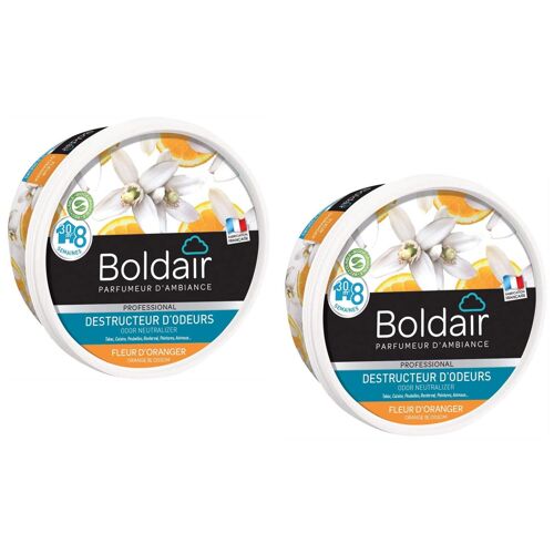 BOLDAIR Lot de 2 Pots 300g Gel Destructeur d'odeurs 8 Semaines Fleur d'oranger