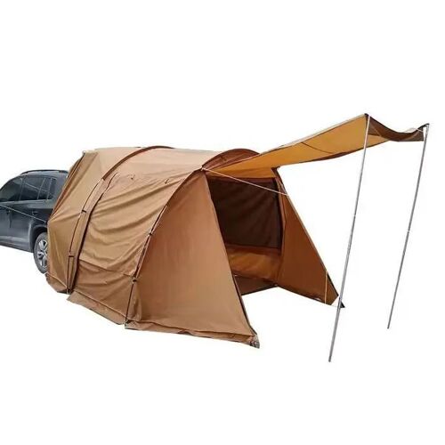 Tente De Voiture Arrière 5-6 Personnes Gi69 Vanit Tente Tunnel Tente Familiale Étanche 520 X 300 X 200 Cm Marron