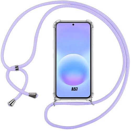 Coque pour Samsung Galaxy A57 5G, Protection Silicone Renforcée avec Cordon Violet Réglable - E.F.Connection