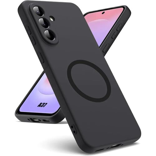 Coque pour Samsung Galaxy A37 5G, Silicone Liquide Anti-Rayures avec Cercle Magnétique - Noir - E.F.Connection