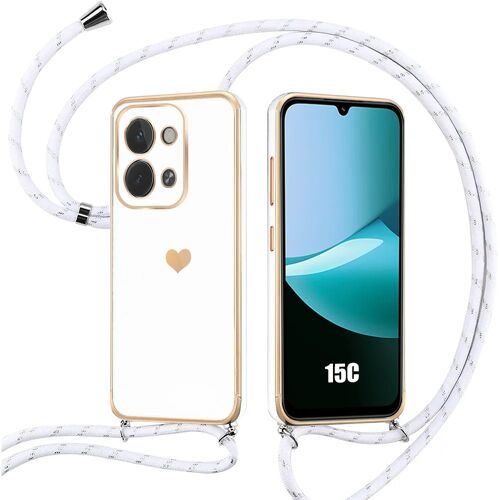 Coque pour Xiaomi Redmi 15C 4G/5G, Protection Silicone Anti-Rayures Motif Coeur avec Cordon Blanc - E.F.Connection