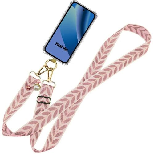 Coque pour Google Pixel 10a, Silicone Antichoc avec Bandoulière Rose Détachable - E.F.Connection