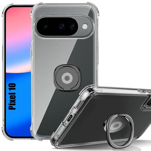 Coque pour Google Pixel 10, Silicone Coins Renforcés Anti-Rayure Transparent avec Support Noir - E.F.Connection