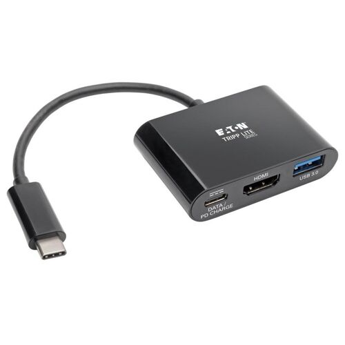 Eaton Tripp Lite Series USB C to HDMI Adapter w/USB-A Hub and PD Charging - USB 3.1, Thunderbolt 3 Compatible, 4K x 2K @ 30 Hz, Black USB Type C, USB-C - Station d'accueil - USB-C 3.1 / Thunderbolt 3 - HDMI