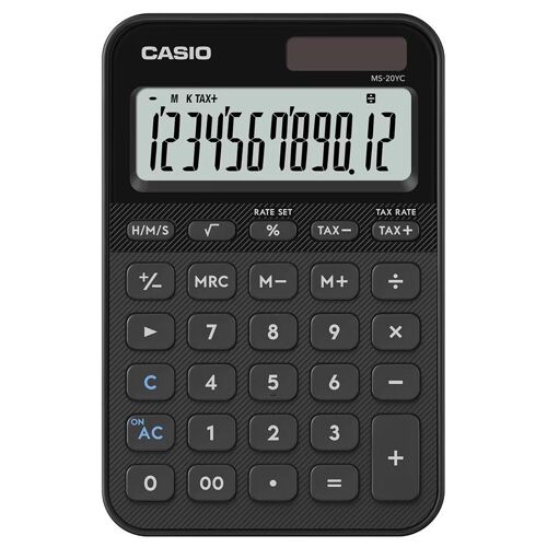 Casio MS-20YC - Calculatrice de bureau - 12 chiffres - panneau solaire, pile - noir