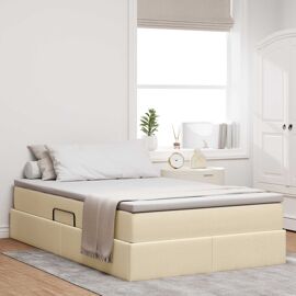 vidaXL Lit avec rangement et matelas Crème 120 x 190 cm Polyester
