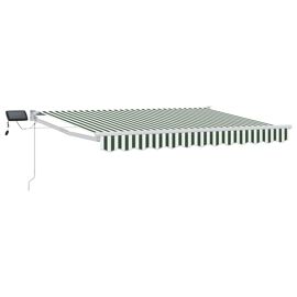 Vidaxl Store Rétractable Manuel Avec Leds Vert Et Blanc 3,5 X 2 M