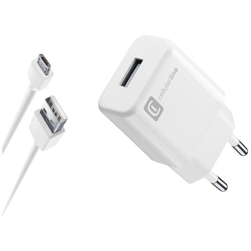 Cellularline USB Charger Kit 2A - Micro USB - Huawei, Xiaomi, Wiko, Asus and other smartphone Chargeur rapide 2A avec câble Micro USB