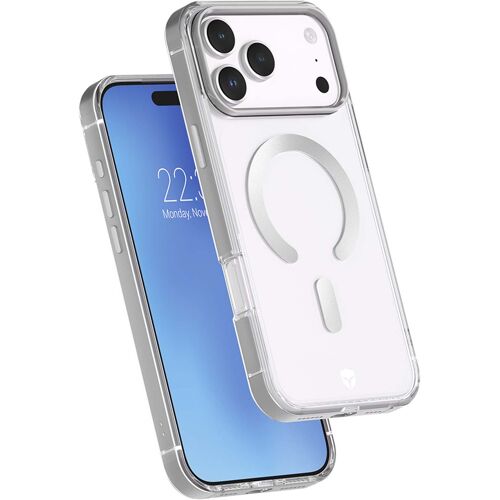 Coque renforcée MagSafe iPhone 17 Pro Max METAL 2m Transparente Contour Métal Gris
