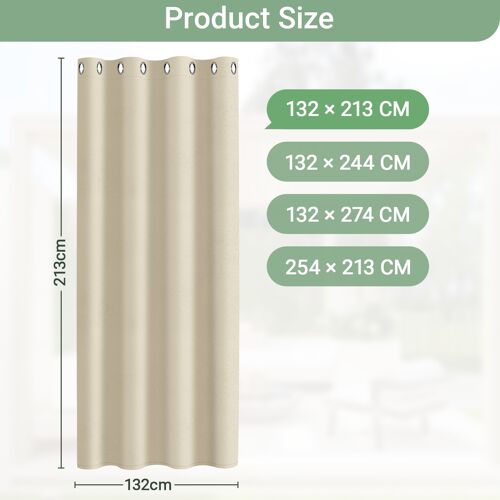 Rideau Extérieur Rideau Occultant Avec ?Illets Opaque Jardin Patio Balcon 132 X 213cm Beige 1 Panneau