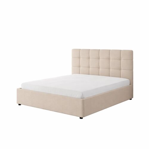 Lit avec coffre de rangement 140x190cm velours beige SANTA