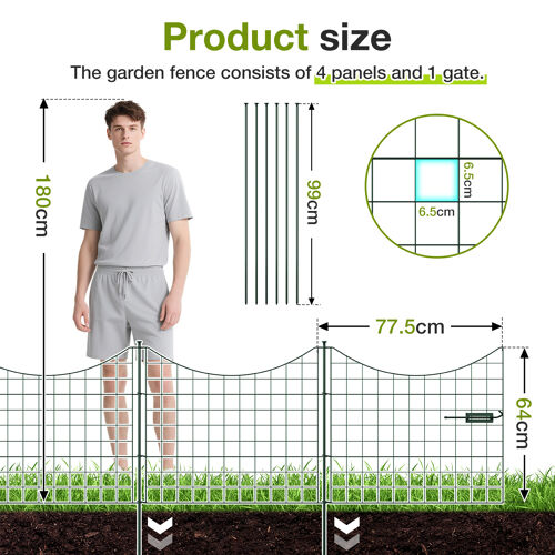 5X Clôture de l'étang Clôture métallique Éléments de clôture Arc inférieur Clôture de jardin Portail de jardin Clôture Arc inférieur Vert