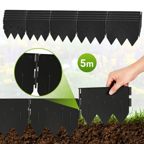 Bordure De Jardin En Plastique Rigide - 5 Mètres - Lot De 25 Bordures 20x15 Cm À Profil Triangulaire Stable - Noire