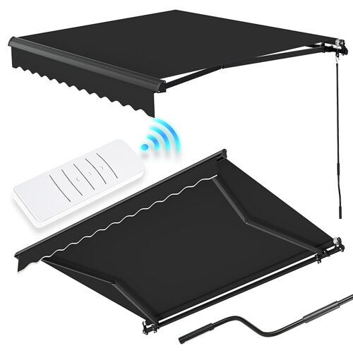 Store Banne Électrique Avec Télécommande, À Enroulement Automatique Cadre Anthracite, Polyester Anthracite, 2,5 X 2 M